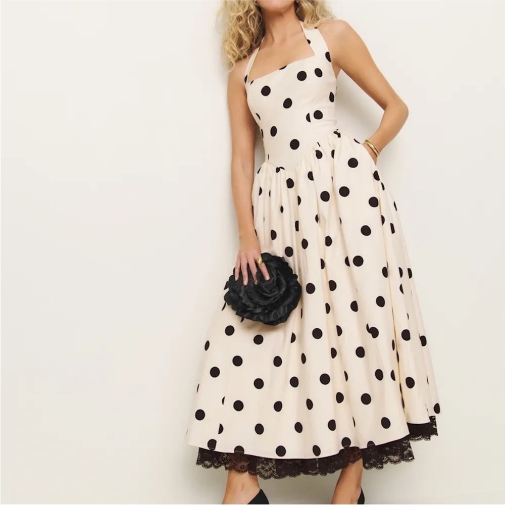 NWT NEW Reformation Talvi Dress in Pluto Dot - Picture 2 of 6